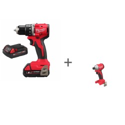 Аккумуляторная компактная дрель-шуруповерт Milwaukee M18 BLDDRC-202C + Аккумуляторный винтовёрт Milwaukee M18 BLIDR-0X в подарок!