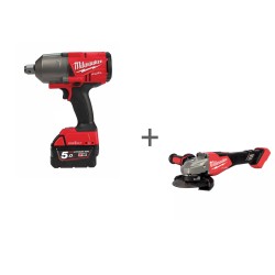 Аккумуляторный импульсный гайковерт Milwaukee M18 FUEL ONEFHIWF34-502X ONE-KEY + Аккумуляторная углошлифмашина Milwaukee M18 FUEL FHSAG125XB2-0X в подарок!