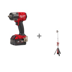 Аккумуляторный среднемоментный ударный гайковерт Milwaukee M18 FUEL FMTIW2F12-502X + Мачта-прожектор освещения Milwaukee M18 SAL2-0 в подарок!