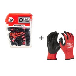 Биты для шуруповерта Milwaukee Shockwave + Перчатки с уровнем сопротивления порезам L/9 в подарок!