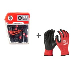 Биты для шуруповерта Milwaukee Shockwave + Перчатки с уровнем сопротивления порезам в подарок!