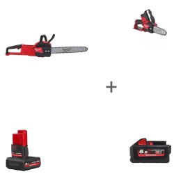Комплект Все в сад #4: Аккумуляторная цепная пила Milwaukee M18 FUEL FCHSC-121 + Аккумуляторная цепная пила Milwaukee M12 FUEL FHS-0 + Аккумулятор Milwaukee M18 HB5.5 5.5 Ач + Аккумулятор Milwaukee M12 HB5