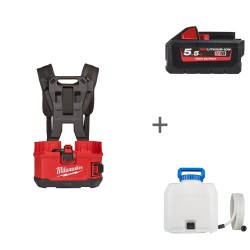 Комплект Все в сад #6: Распылитель (опрыскиватель) ранцевый аккумуляторный БАЗА Milwaukee SWITCH TANK M18 BPFPH-401 + Аккумулятор Milwaukee M18 HB5.5 5.5 Ач + Бак для воды к аккумуляторному распылителю SWITCH TANK M18 BPFP-WST