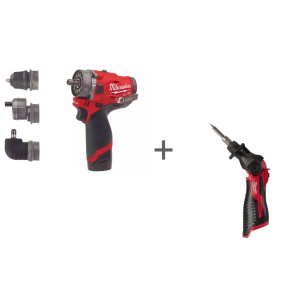 Аккумуляторная ударная дрель субкомпактная Milwaukee M12 FUEL FPDXKIT-202X + Аккумуляторный паяльник Milwaukee M12 SI-0 в подарок!