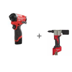 Аккумуляторный импульсный винтоверт Milwaukee M12 FUEL FID2-202X + Заклепочник Milwaukee M12 BPRT-0 в подарок!