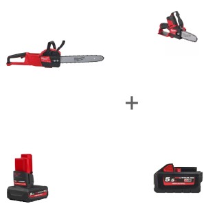 Комплект Все в сад #4: Аккумуляторная цепная пила Milwaukee M18 FUEL FCHSC-121 + Аккумуляторная цепная пила Milwaukee M12 FUEL FHS-0 + Аккумулятор Milwaukee M18 HB5.5 5.5 Ач + Аккумулятор Milwaukee M12 HB5