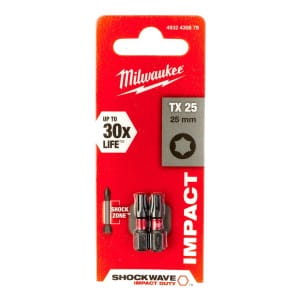 Биты для шуруповерта Milwaukee Shockwave Impact Duty TX25 х 25 мм (2шт)