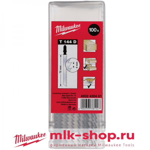 Полотно для быстрой резки Milwaukee JigBl T144D 75 мм/ шаг зуба 4 мм (100шт) Полотно для быстрой резки Milwaukee JigBl T144D 75 мм/ шаг зуба 4 мм (100шт)