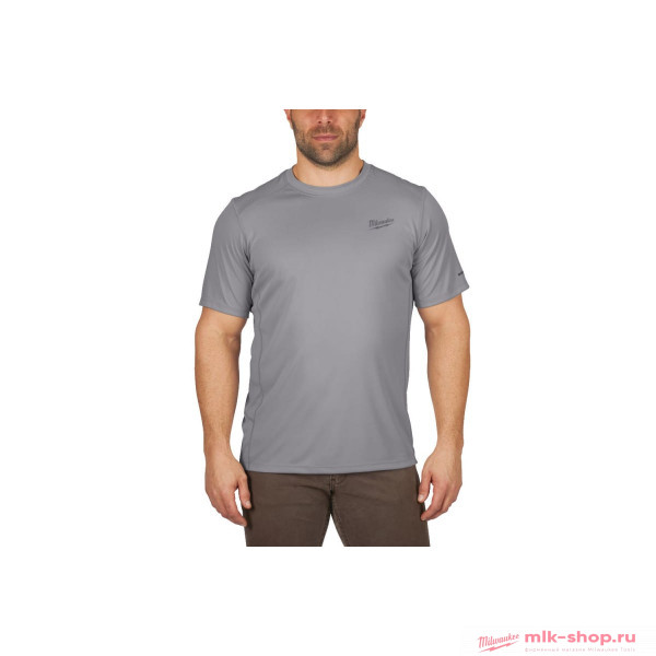 Тёплая рубашка нательная с короткими рукавами Milwaukee серая WWSSG-XL