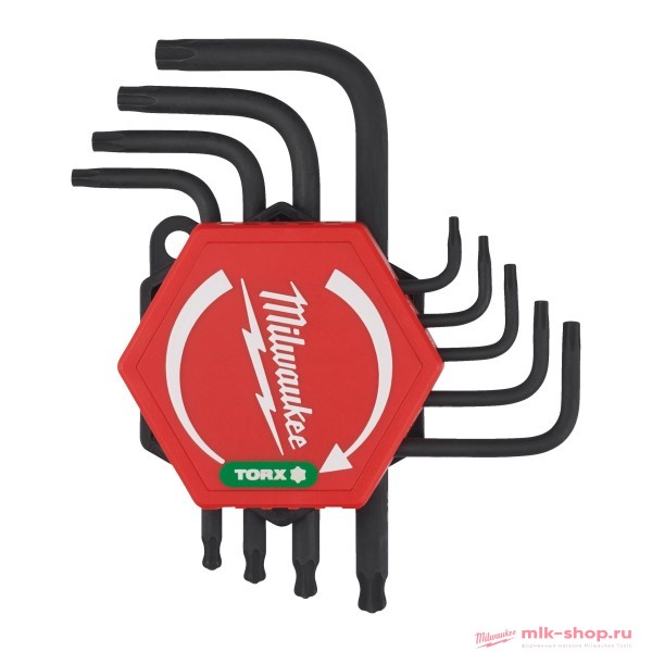Набор коротких шестигранных ключей Milwaukee TORX Т8 / Т9 / Т10 / Т15 / Т20 / Т25 / Т27 / Т30 / Т40 мм (9 шт) Набор коротких шестигранных ключей Milwaukee TORX Т8 / Т9 / Т10 / Т15 / Т20 / Т25 / Т27 / Т30 / Т40 мм (9 шт)
