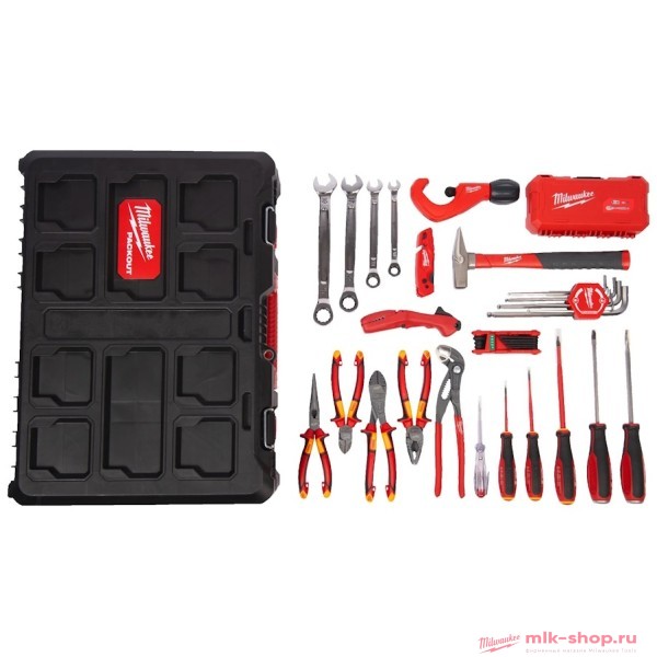Набор инструментов и оснастки электромонтажный 74 в 1 Milwaukee PACKOUT