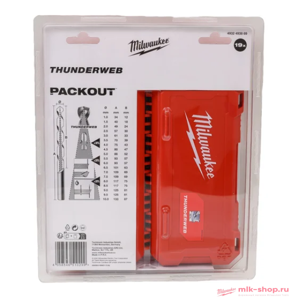 Набор сверл по металлу Milwaukee  THUNDERWEB™ HSS-G набор 19ед. (1-10мм) GEN III