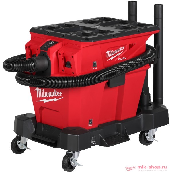 Аккумуляторный пылесос для воды и сухого мусора Milwaukee M18 FUEL F2VC23LG2-0 , 26 л, 199 мбар, 3267 л/мин, класс L, 2x18 В, 4 колеса, HEPA H13, PACKOUT