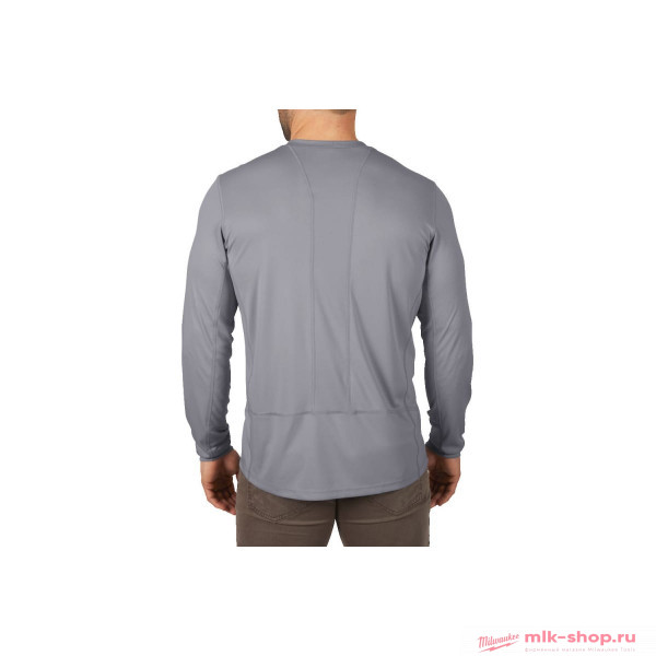 Тёплая рубашка нательная (ЛОНГСЛИВ) с длинными рукавами Milwaukee серая WWLSG-XL
