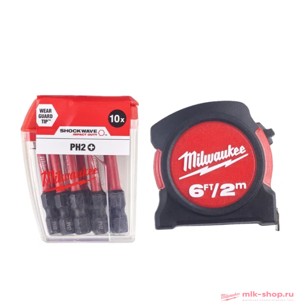 Зимние подарки 2025 - набор №11 Биты для шуруповерта Milwaukee Shockwave + Рулетка 2м/6фт (ширина полотна 13мм) Зимние подарки 2025 - набор №11 Биты для шуруповерта Milwaukee Shockwave + Рулетка 2м/6фт (ширина полотна 13мм)