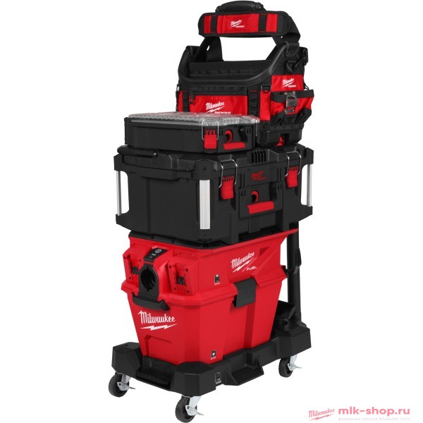 Аккумуляторный пылесос для воды и сухого мусора Milwaukee M18 FUEL F2VC23LG2-0 , 26 л, 199 мбар, 3267 л/мин, класс L, 2x18 В, 4 колеса, HEPA H13, PACKOUT