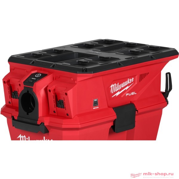 Аккумуляторный пылесос для воды и сухого мусора Milwaukee M18 FUEL F2VC23LG2-0 , 26 л, 199 мбар, 3267 л/мин, класс L, 2x18 В, 4 колеса, HEPA H13, PACKOUT