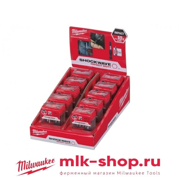 Биты для шуруповерта Milwaukee Shockwave PH2 x 25 мм (10х25шт)
